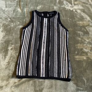 Black & White Knit Striped Sleeveless Top